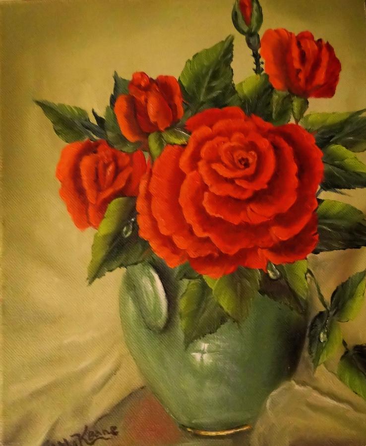Floral Painting - Red Roses by Fineartist Ellen