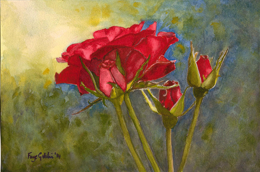 Rose Painting - Red Roses For You by Faye Giblin