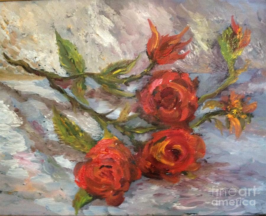 Rose Painting - Red Roses by Irene Pomirchy