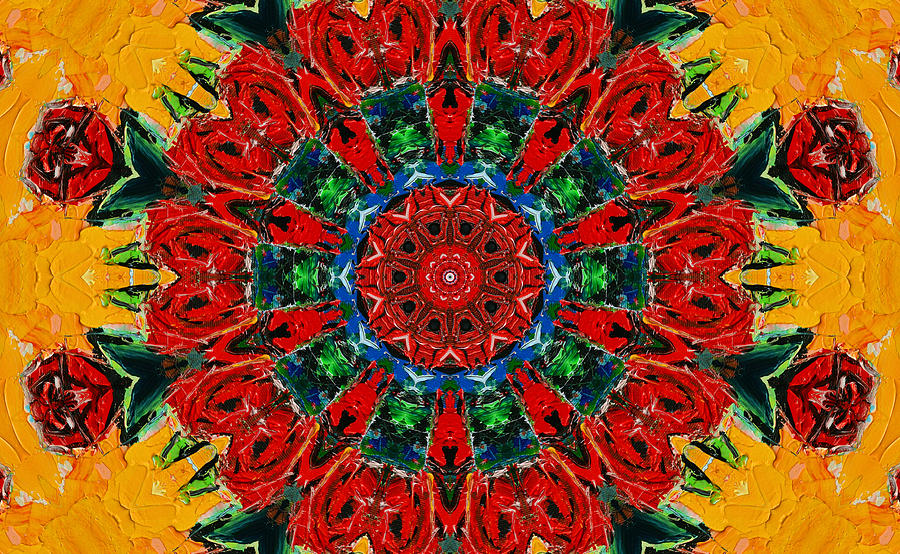 Red Roses Mandala Painting by Ana Maria Edulescu