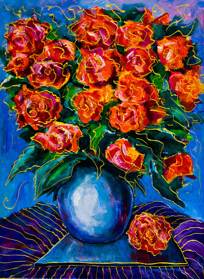 Red roses Painting by Maxim Komissarchik