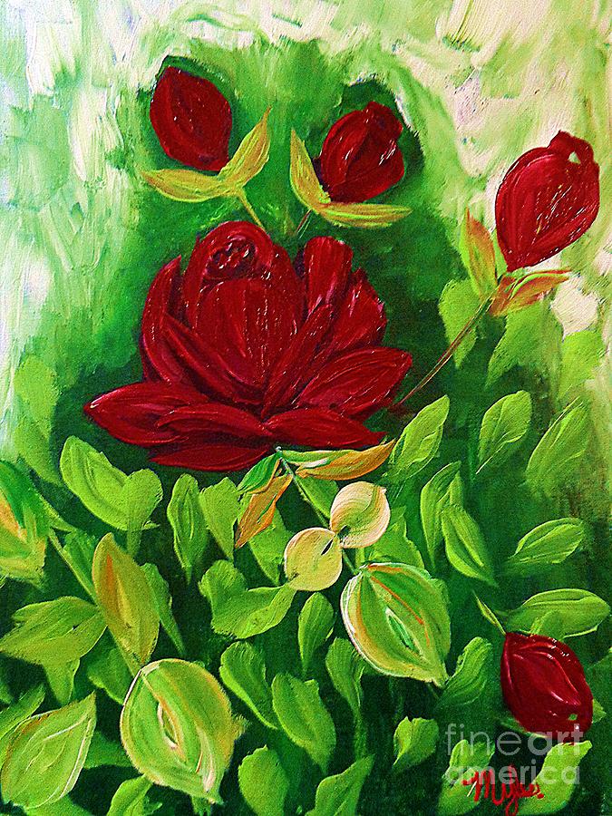 Red Roses Painting by Saundra Myles