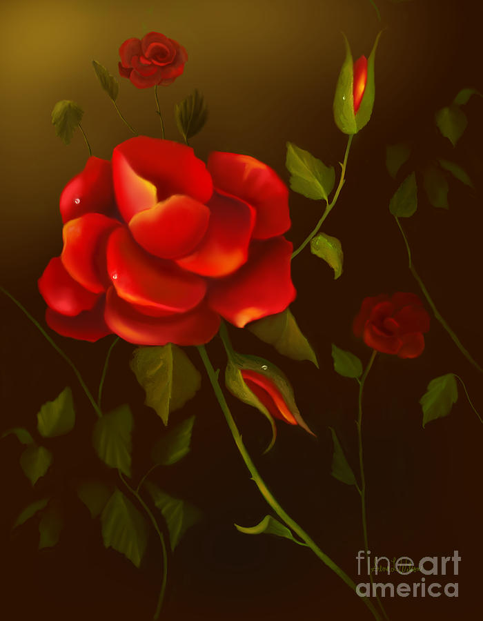 Red Roses Painting by Sena Wilson
