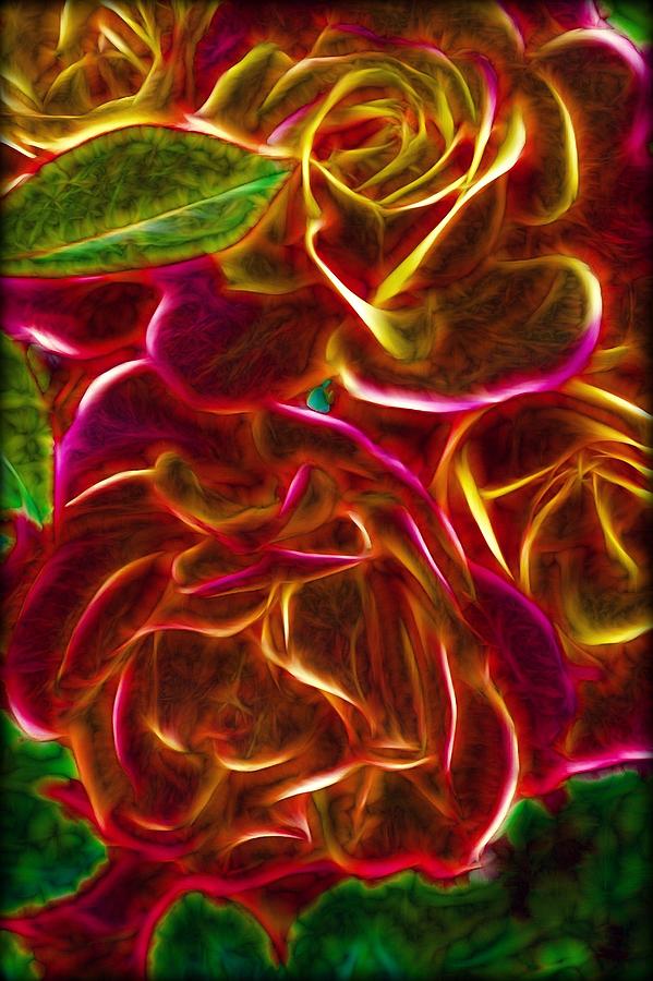 Red Roses with soft glow Digital Art by Lilia S