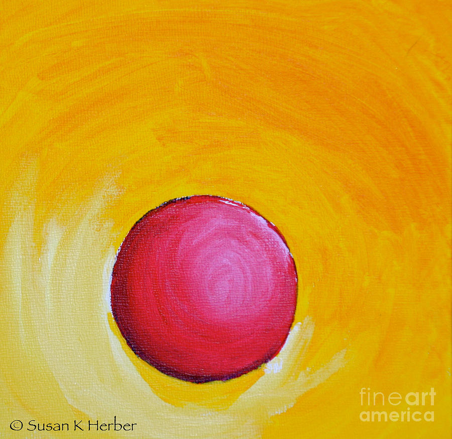Red Rubber Ball Painting by Susan Herber