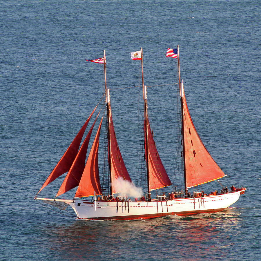 Boat Photograph - Red Sails by Art Block Collections