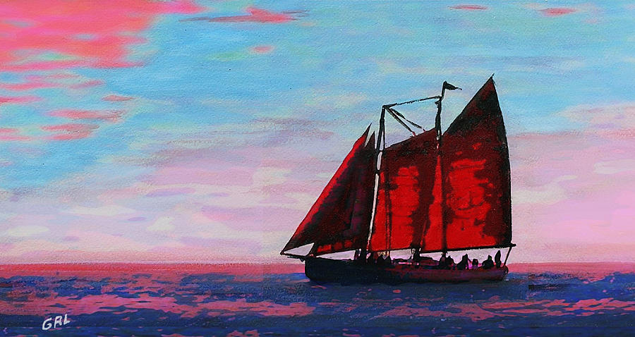 Red Sails On The Chesapeake Painting by G Linsenmayer