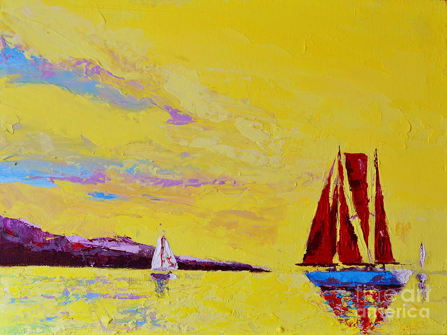 Red Sails Regatta Day Painting Painting by Patricia Awapara