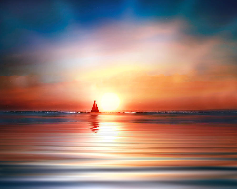 Sunset Photograph - Red Sails by Stephen Warren