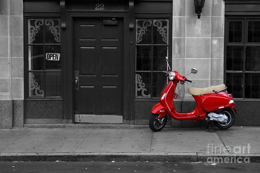 Boston Photograph - Red Scooter by Diane Diederich