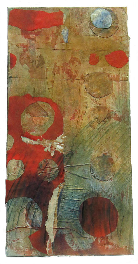 Abstract Mixed Media - Red Scroll by Susan Parise