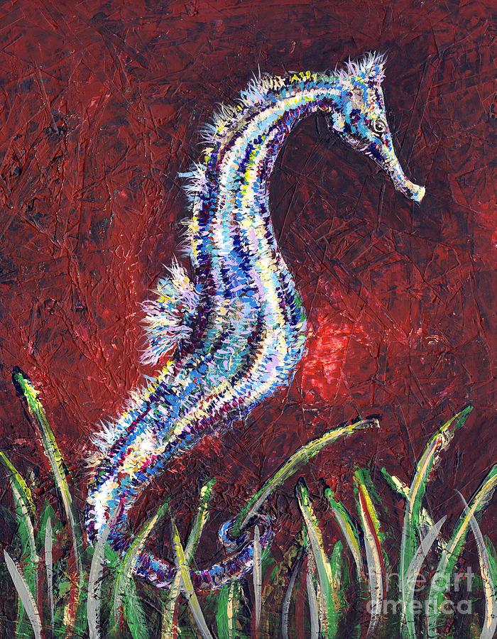 Lovejoy Painting - Red SeaHorse by Lovejoy 