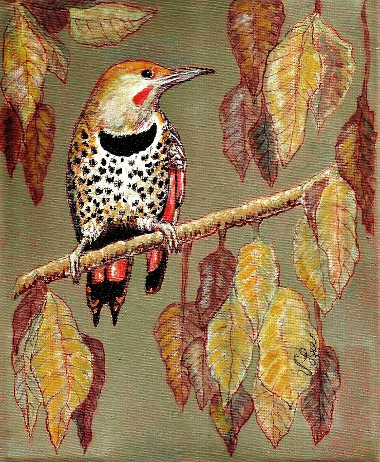 Red Shafted Flicker Painting by VLee Watson