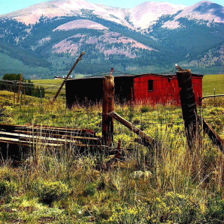 Mountain Photograph - Red Shed by Claudette Bujold-Poirier