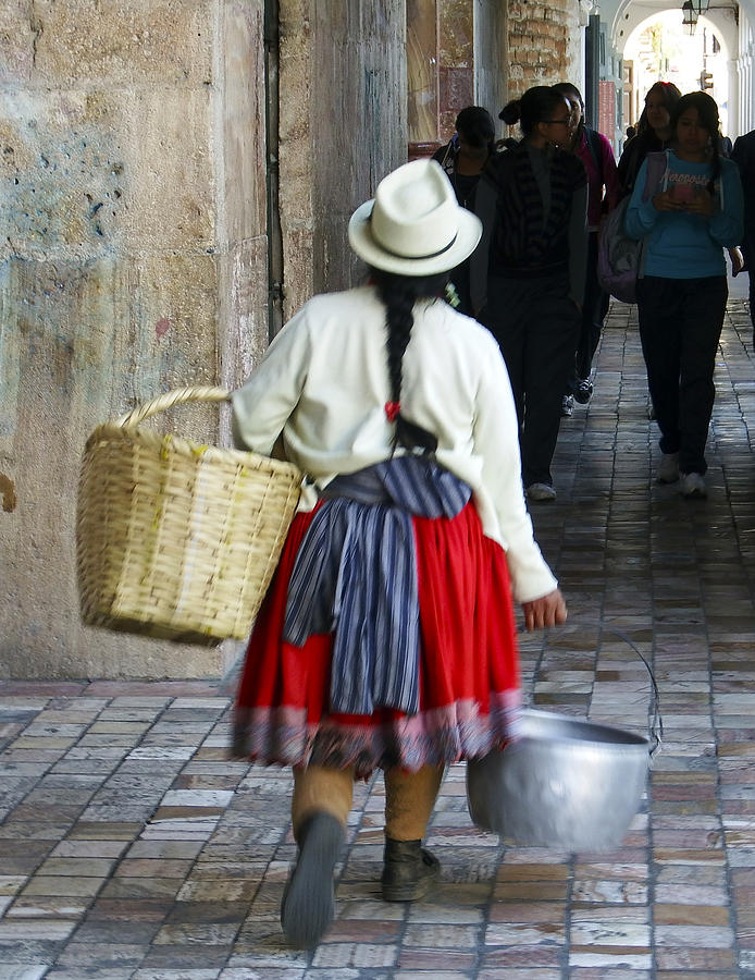 Red Skirted Woman of Cuenca Photograph by Kurt Van Wagner