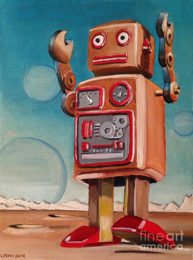 Red Shoe Robot Painting by Craig Ford - Fine Art America