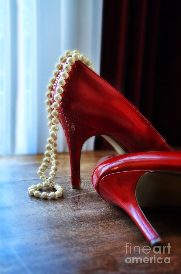 Red Shoes and Pearls Photograph by Jill Battaglia