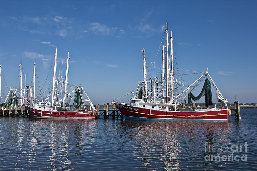 Boat Photograph - Red Shrimp Boats by Joan McCool