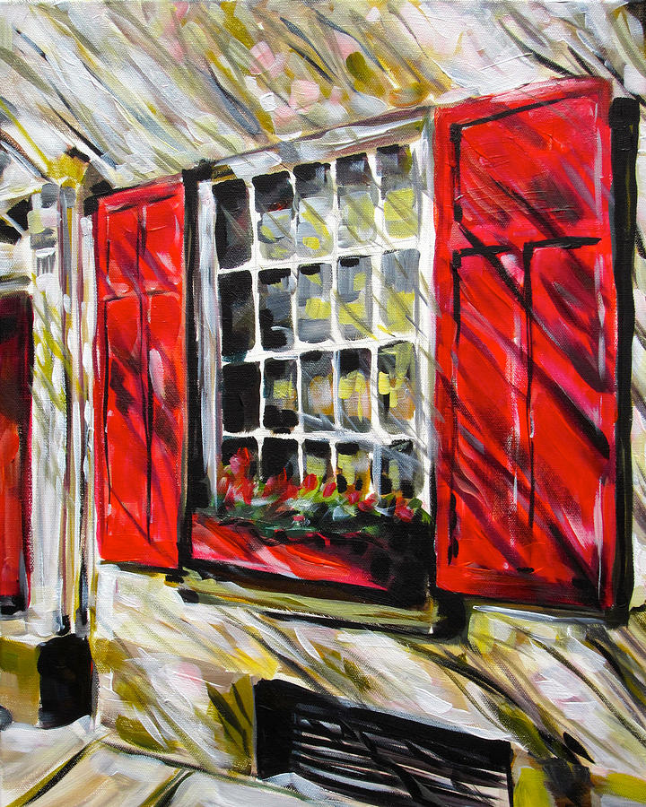 Red Shutters Painting by Alan Metzger