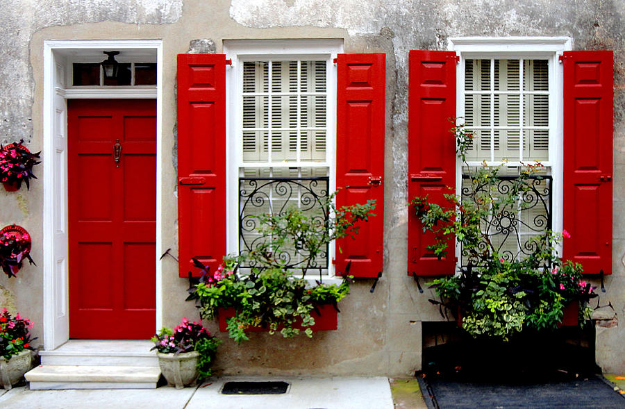 Red Shutters by Jan Marvin Photograph by Jan Marvin