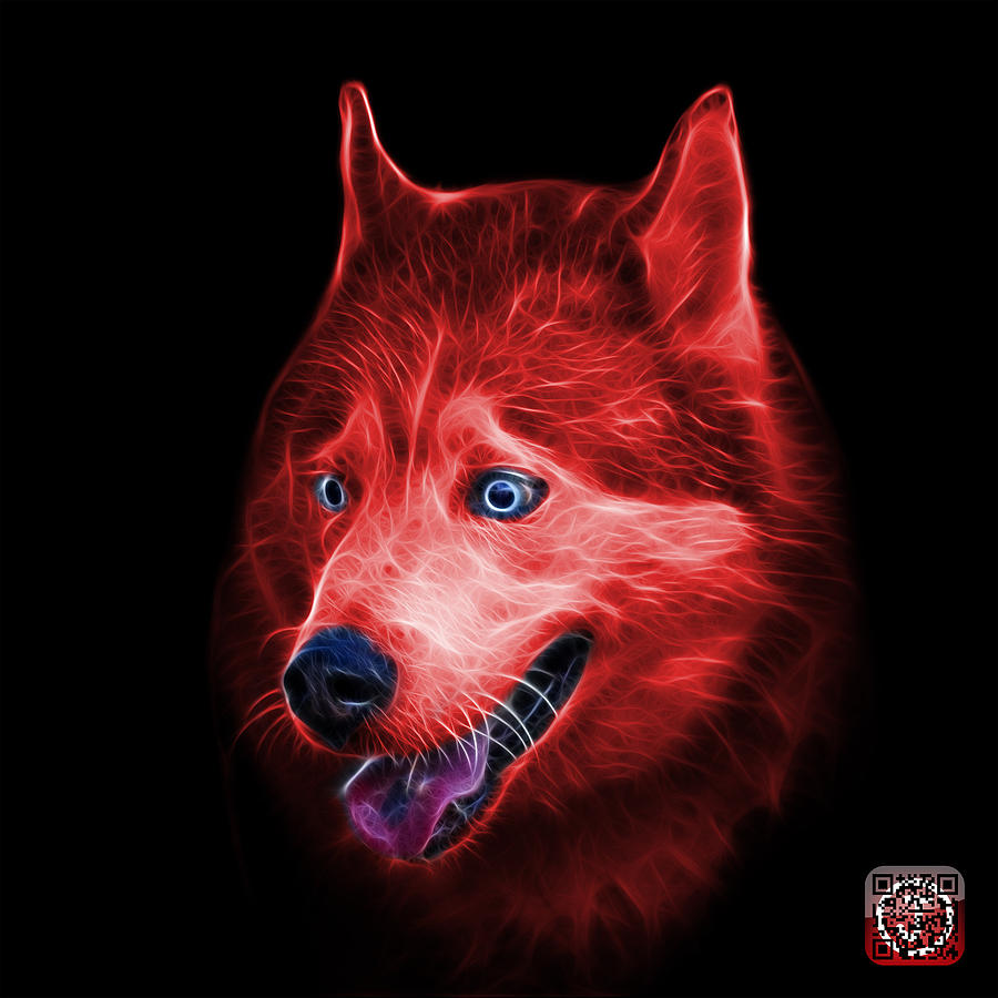 Husky Painting - Red Siberian Husky Dog Art - 6062 - BB by James Ahn
