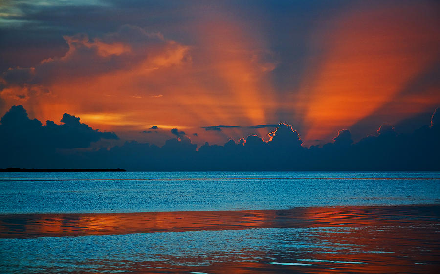 Tropical Florida Keys Red Sky at Night Photograph by Ginger Wakem