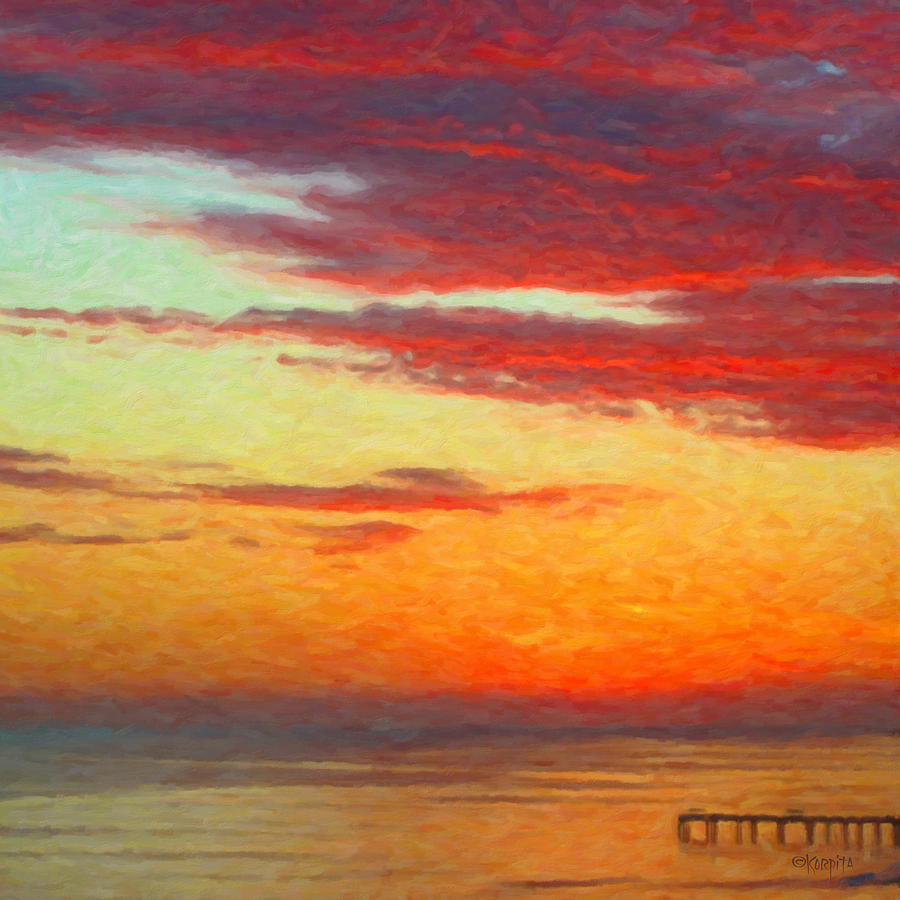 Red Sky at Night - Orange Beach Sunset Photograph by Rebecca Korpita