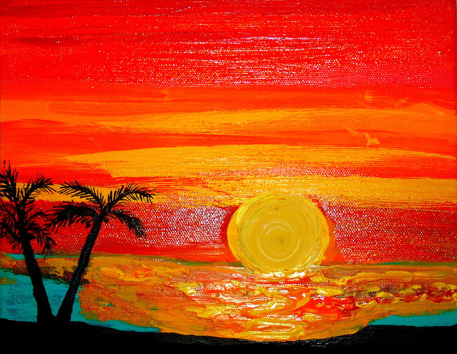 Sunset Painting - Red Sky at Night Sailors Delight by Daniel Nadeau