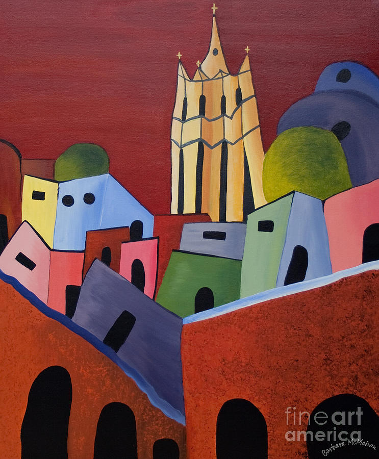 Red Sky in San Miguelle de Allende Painting by Barbara McMahon