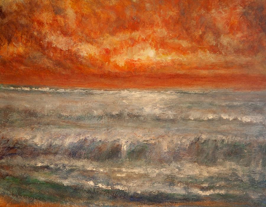 Red Sky Marine Painting by Joe Leahy