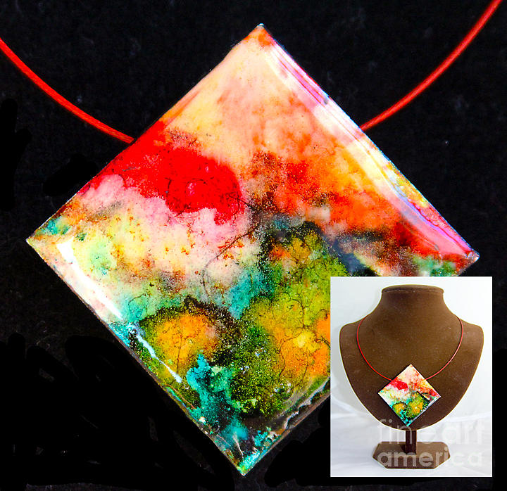 Red Sky Necklace Painting by Alene Sirott-Cope