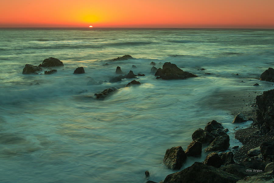 Central Coast Photograph - Red Sky Over the Ocean..... San Simeon by Tim Bryan