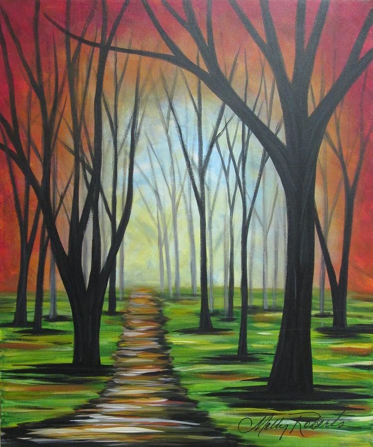 Red Sky Path Painting by Molly Roberts - Pixels