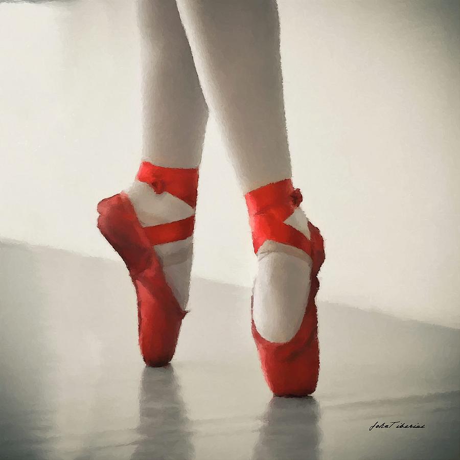 Ballet Painting - Red Slippers by Janos Szijarto Ballet Painting - Red Slippers by Janos Szijarto