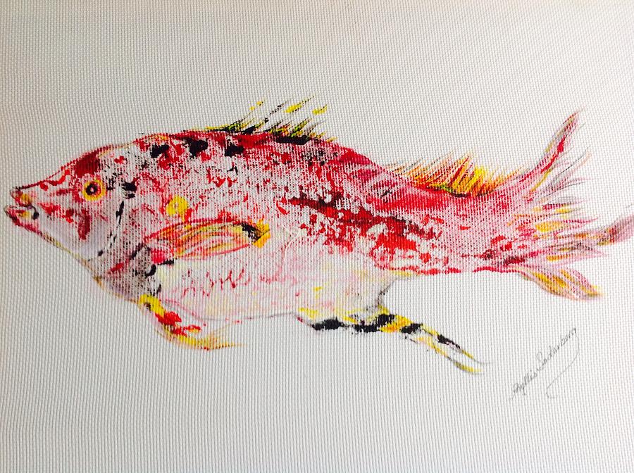 Fish Rubbing Painting - Red Snapper -large by Phyllis Soderberg