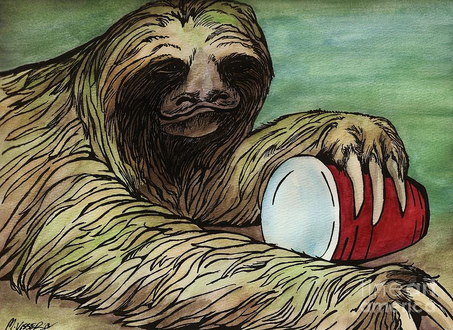 Red solo sloth Painting by Meagan  Visser