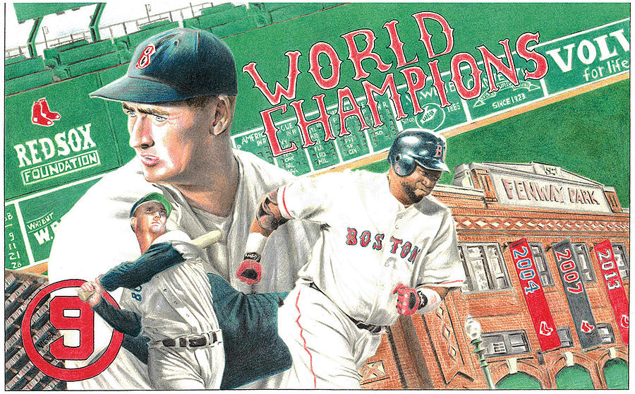 Baseball Drawing - Red Sox World Champions by David Vieyra