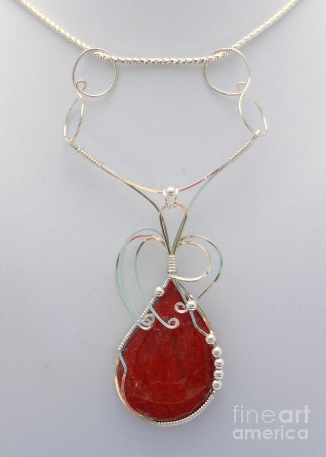Red Jewelry - Red Sponge Coral Pendant in Sterling by Holly Chapman