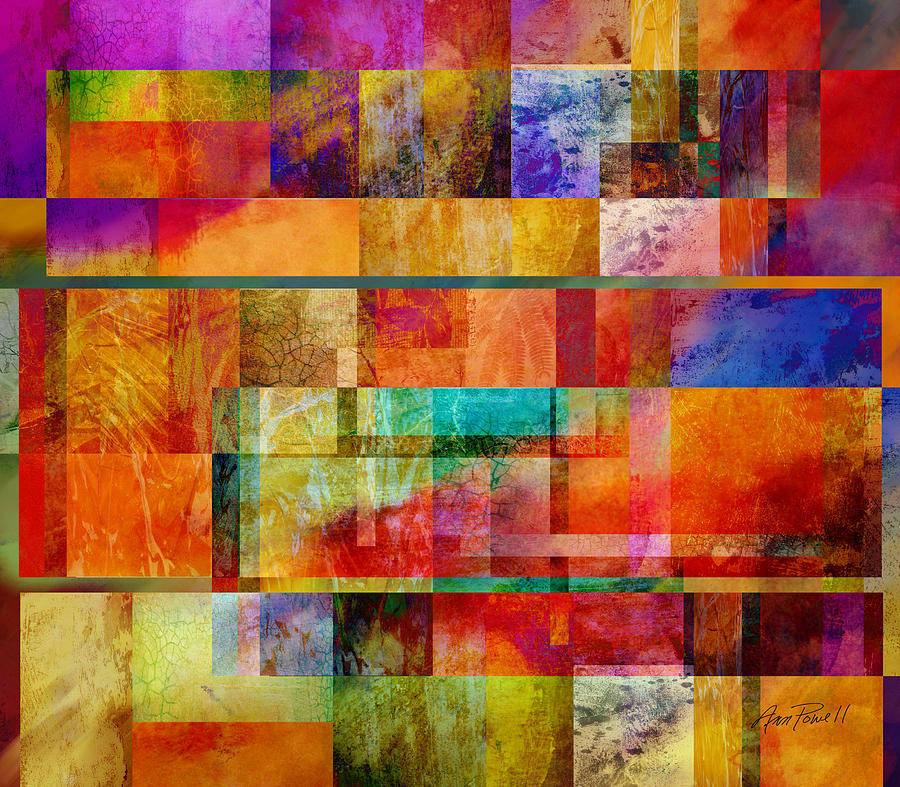 Red Squares abstract art Digital Art by Ann Powell