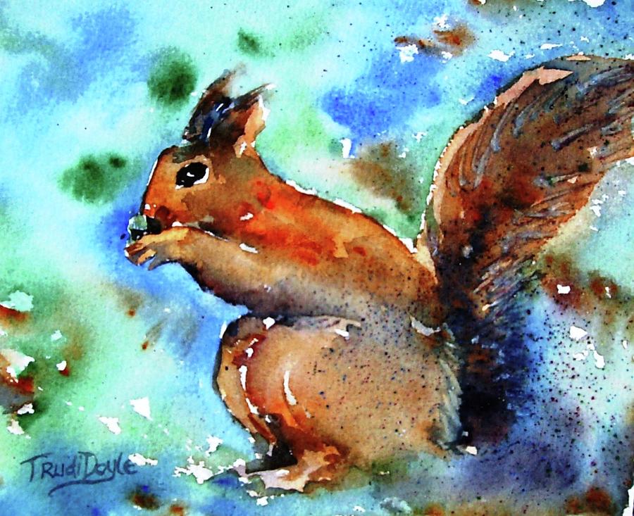 Red Squirrel  Painting by Trudi Doyle