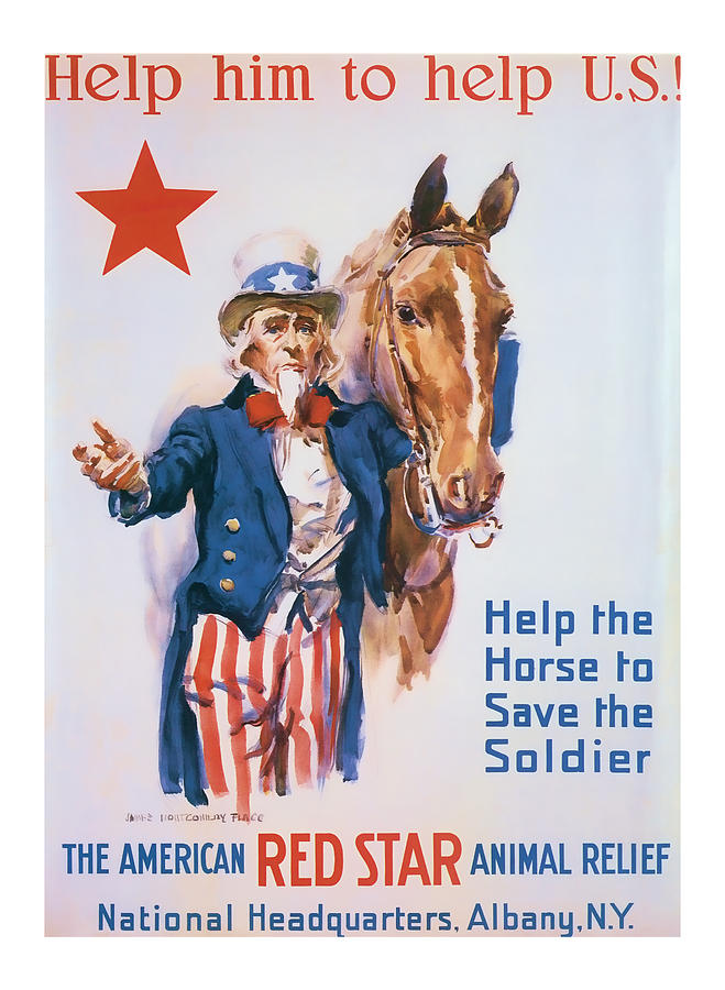Horse Mixed Media - Red Star - Vintage World War 1 Art by Presented By American Classic Art