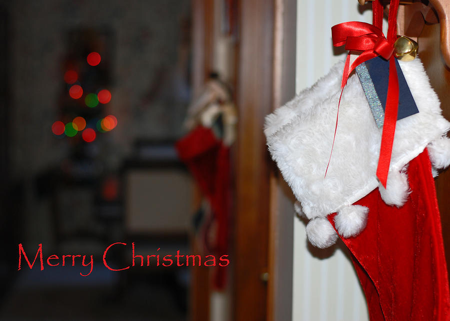 Red Stockings Say Merry Christmas Photograph by Connie Fox