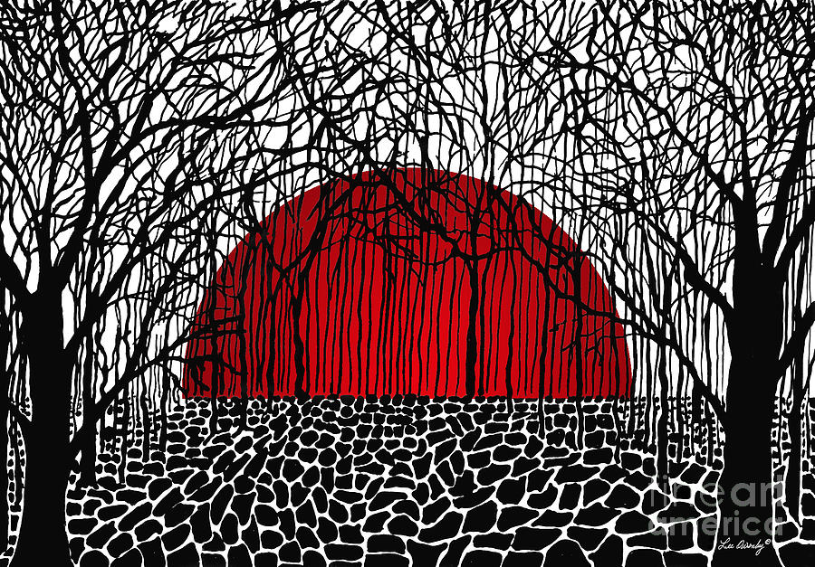 Red Sun Rising Drawing by Lee Owenby