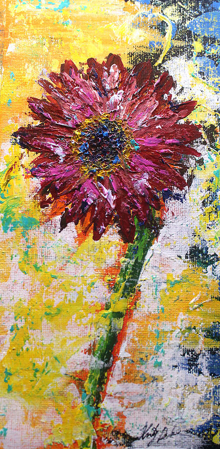 Red Sunflower Painting by Kristye Dudley