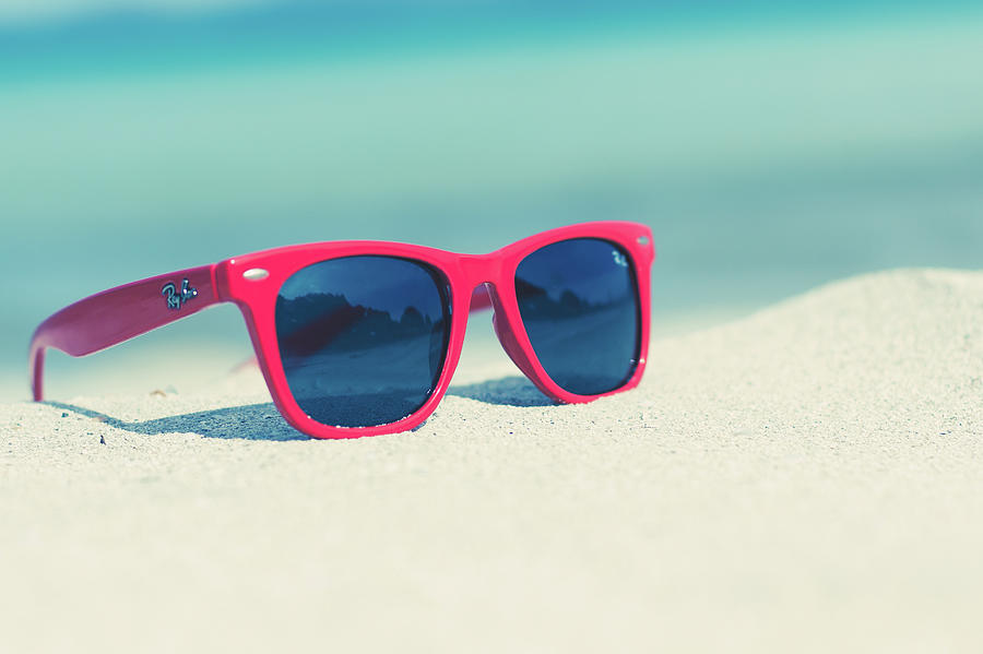 Red Sunglasses On A Sunny Beach Photograph by By 2timesm