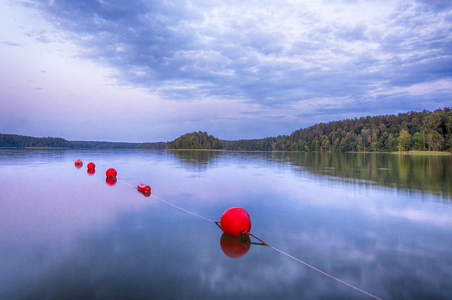 Red Sunset Buoys Photograph