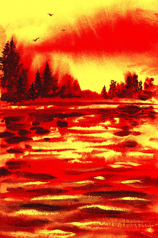 Red Sunset Painting by Irina Sztukowski