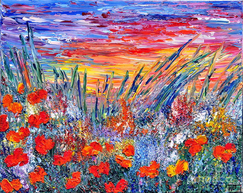 Red Sunset Painting by Teresa Wegrzyn