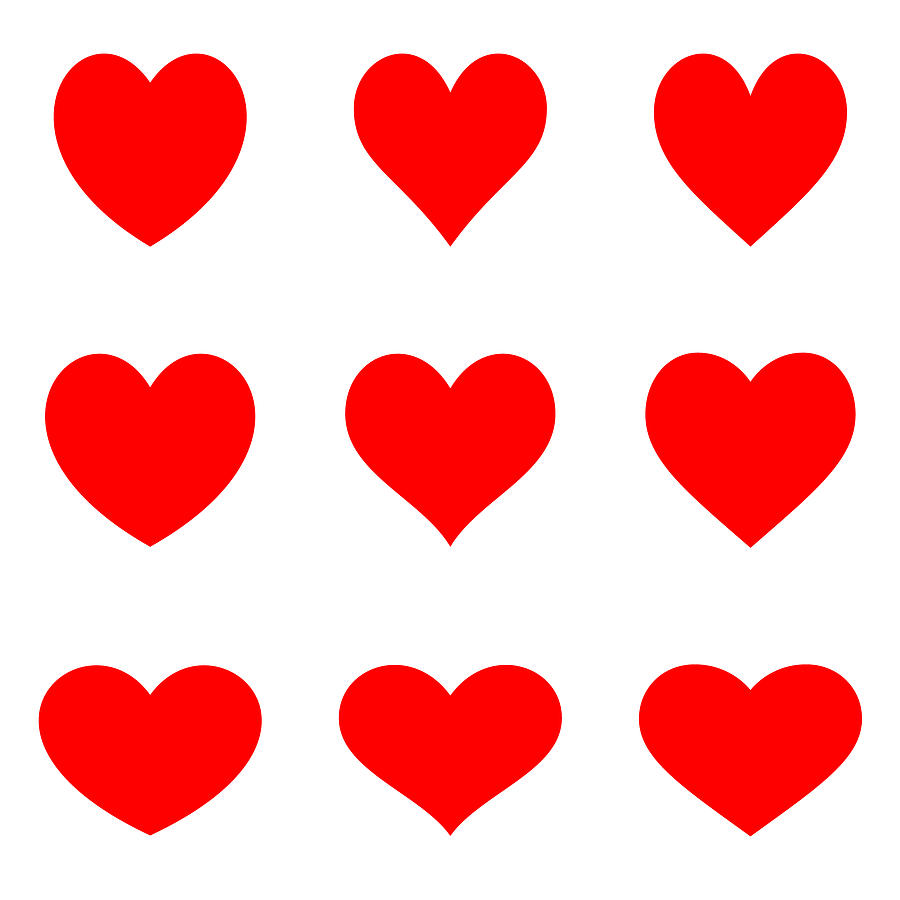 Red symetric hearts - Flat icon set Drawing by Dimitris66