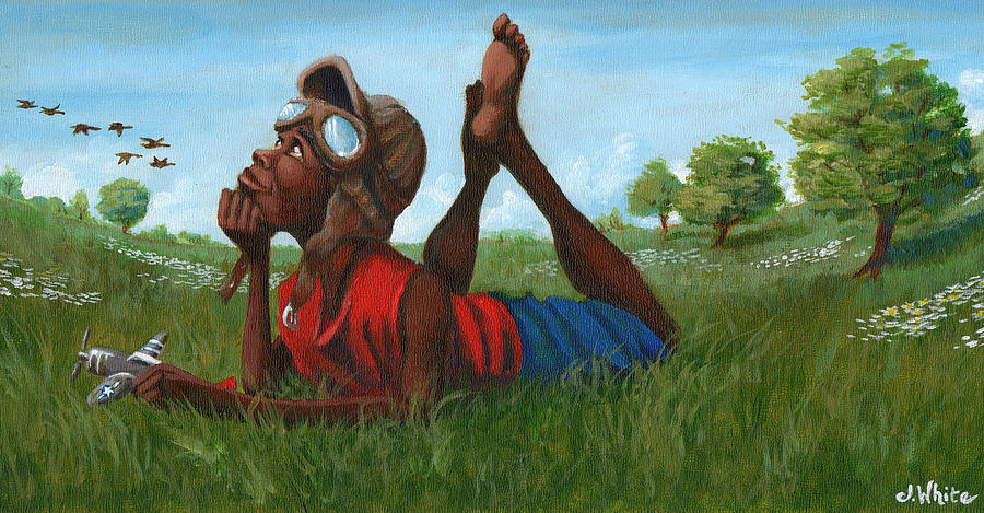 Tuskegee Painting - Red Tail Dreamer by Jerome White